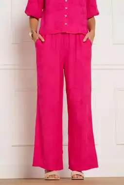 Wehkamp LOLALIZA regular fit gebloemde broderie broek - roze aanbieding