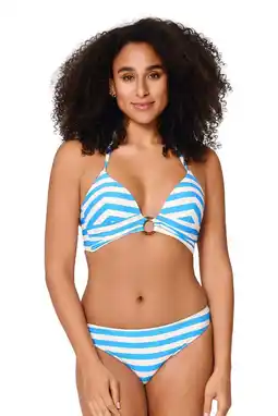 Wehkamp LingaDore voorgevormde triangel bikini set lichtblauw/wit aanbieding