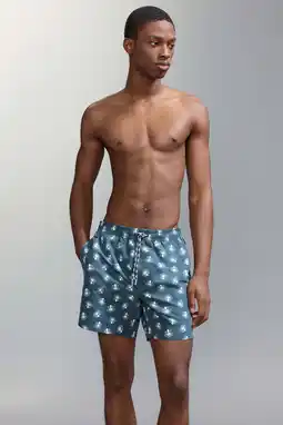 Wehkamp MANGO TEEN zwemshort all over print blauw/wit aanbieding