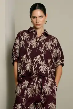 Wehkamp LOLALIZA blouse met borduursels en print - bruin aanbieding