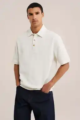 Wehkamp WE Fashion boxy gebreide polo - ivoor aanbieding