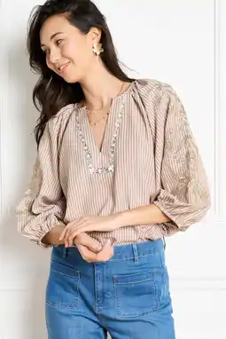 Wehkamp LOLALIZA gestreepte top taupe aanbieding