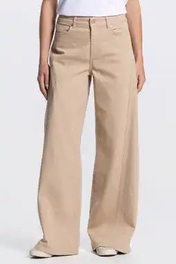 Wehkamp JANSEN Amsterdam highwaist wide leg jeans zand aanbieding