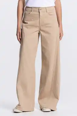 Wehkamp JANSEN Amsterdam highwaist wide leg jeans zand aanbieding