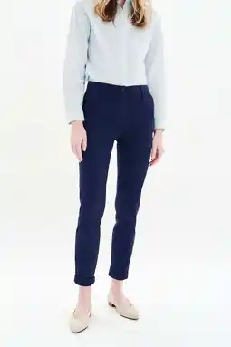 Wehkamp Caroll straight regularwaist chino marineblauw aanbieding