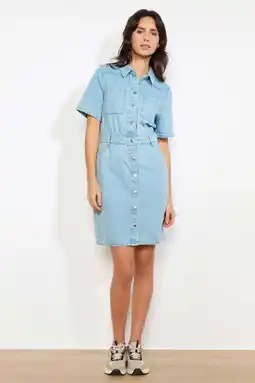 Wehkamp LOLALIZA denim blousejurk light blue denim aanbieding