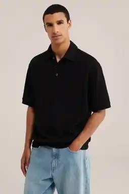 Wehkamp WE Fashion boxy gebreide polo - zwart aanbieding