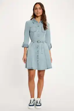 Wehkamp Morgan denim A-lijn jurk light blue denim aanbieding