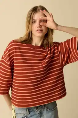Wehkamp Sissy-Boy katoenen gestreepte sweater - donkerrood aanbieding