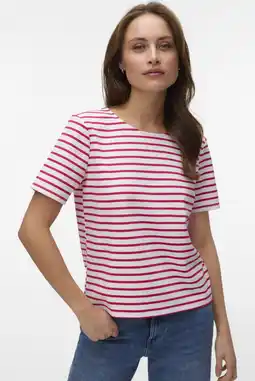 Wehkamp VERO MODA gestreepte blousetop rood aanbieding