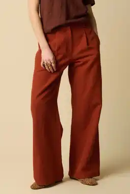 Wehkamp Sissy-Boy wide leg broek met linnen - bruin aanbieding