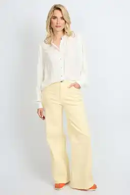 Wehkamp FLURESK Verina pants straight leg jeans lichtgeel aanbieding