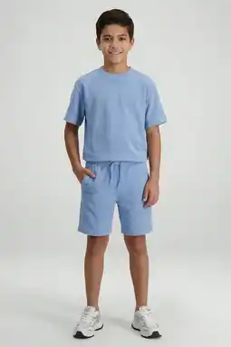 Wehkamp Cars regularwaist sweatshort lichtblauw met textuur aanbieding