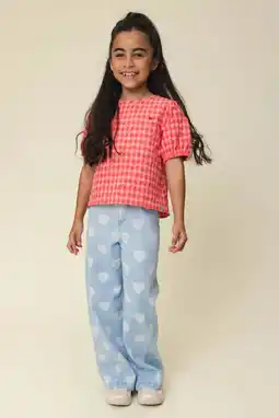 Wehkamp LOOXS little wide leg jeans met hartjes light blue denim aanbieding