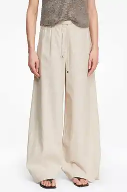 Wehkamp comma wide leg highwaist broek met linnen beige aanbieding
