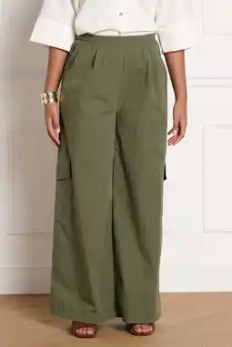 Wehkamp LOLALIZA wide leg regularwaist cargobroek kaki aanbieding