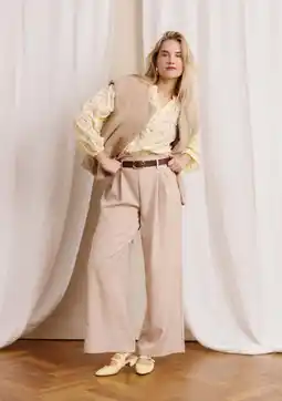 Wehkamp LOLALIZA wide leg highwaist pantalon beige aanbieding