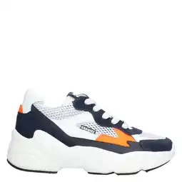 Wehkamp Braqeez leren sneakers wit/donkerblauw aanbieding