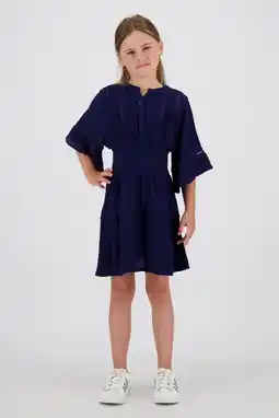 Wehkamp Vingino midi jurk broderie donkerblauw aanbieding