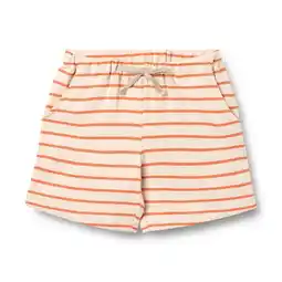 Wehkamp Wheat regularwaist gestreepte sweatshort oranje aanbieding