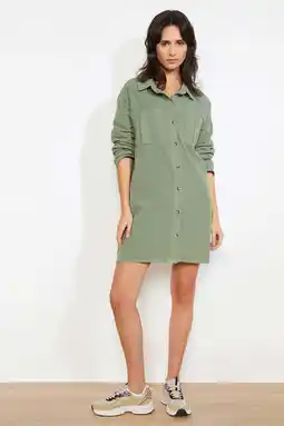 Wehkamp LOLALIZA corduroy blousejurk kaki aanbieding