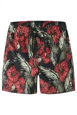 Wehkamp NAME IT KIDS gebloemde zwemshort zwart/rood aanbieding