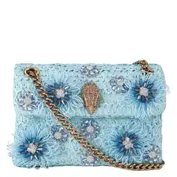 Wehkamp Kurt Geiger raffia crossbody tas Mini Kensington met sierstenen lichtblauw aanbieding