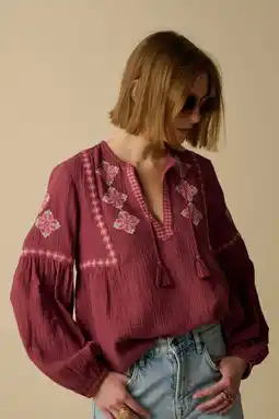 Wehkamp Sissy-Boy gebloemde blouse donkerrood aanbieding
