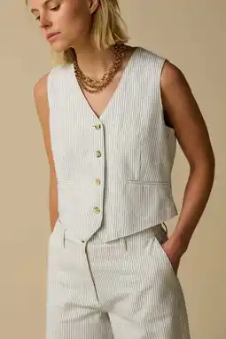Wehkamp Sissy-Boy gestreepte bodywarmer ecru aanbieding