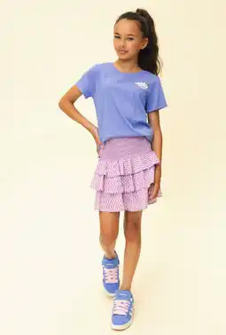 Wehkamp LOOXS 10sixteen satijnen T-shirt met backprint blauw aanbieding