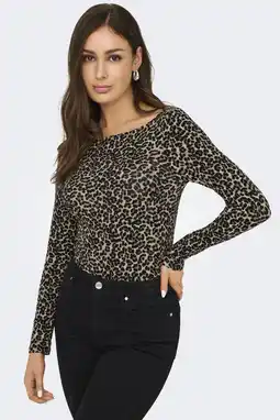 Wehkamp ONLY Longsleeve panterprint bruin aanbieding