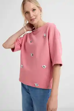 Wehkamp JANSEN Amsterdam gebloemde sweater roze met pailletten aanbieding