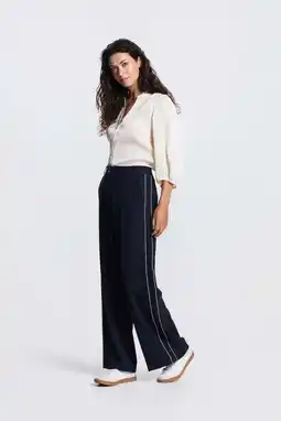 Wehkamp JANSEN Amsterdam wide leg highwaist pantalon donkerblauw aanbieding