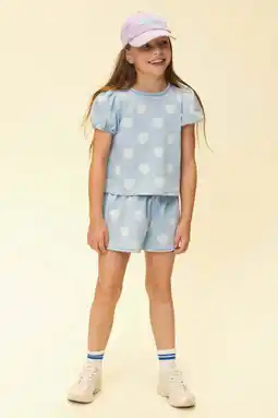 Wehkamp LOOXS little T-shirt met hartjes light blue denim aanbieding
