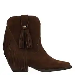 Wehkamp Haboob Beth suède cowboylaarzen met franjes donkerbruin aanbieding