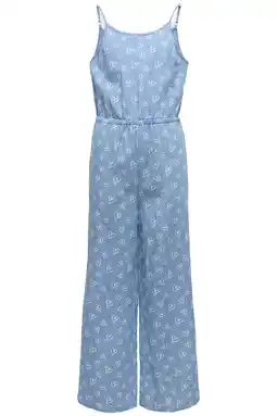 Wehkamp KIDS ONLY GIRL jumpsuit medium blue denim met hartjes aanbieding