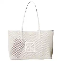 Wehkamp Calvin Klein mesh shopper Emblem ecru aanbieding