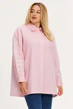 Wehkamp YOEK blouse met krijtstreep roze broderie aanbieding