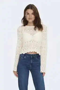 Wehkamp ONLY cropped trui ecru gebreid aanbieding