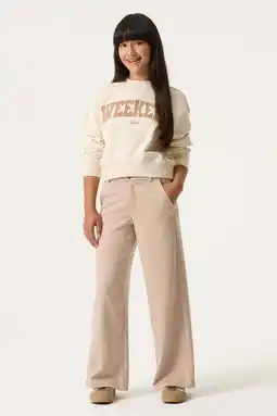 Wehkamp Garcia straight casual broek met krijtstreep beige aanbieding