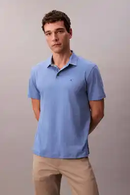 Wehkamp Calvin Klein regular polo SUPIMA blauw aanbieding