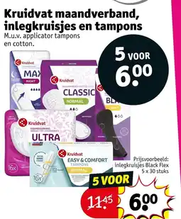 Kruidvat Kruidvat maandverband, inlegkruisjes en tampons aanbieding