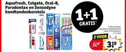 Kruidvat Aquafresh, colgate, oral-b, parodontax en sensodyne handtandenborstels aanbieding