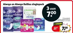 Kruidvat Always en always dailies singlepack aanbieding