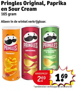 Kruidvat Pringles Original, Paprika en Sour Cream aanbieding