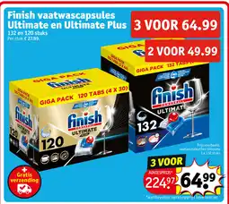 Kruidvat Finish vaatwascapsules ultimate en ultimate plus aanbieding