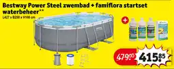 Kruidvat Bestway Power Steel zwembad + famiflora startset waterbeheer aanbieding
