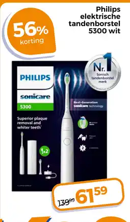 Trekpleister Philips elektrische tandenborstel 5300 wit aanbieding