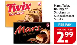 Hoogvliet Mars, Twix, Bounty of Snickers ijs aanbieding