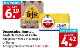 Hoogvliet Desperados, Amstel, Grolsch Radler of Leffe aanbieding